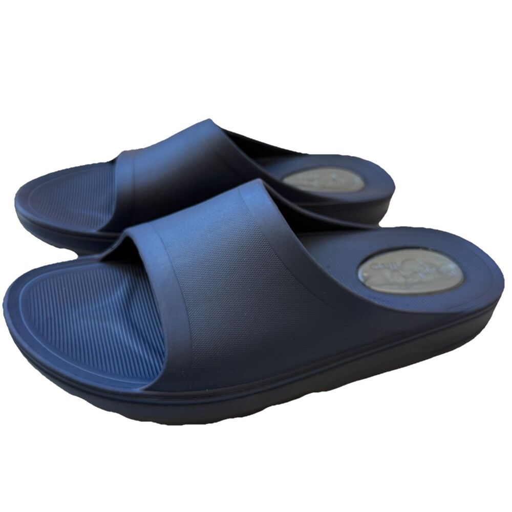 My Pillow Slide Sandals Mens Sz 11 Slippers Comfort Recovery Gel Heel Blue